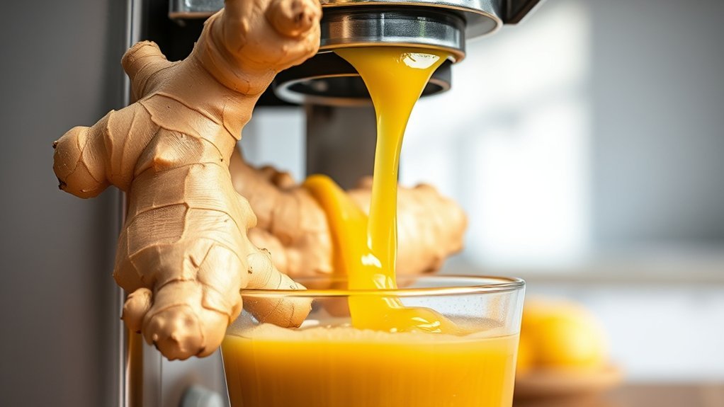 juicing fresh ginger with juicer